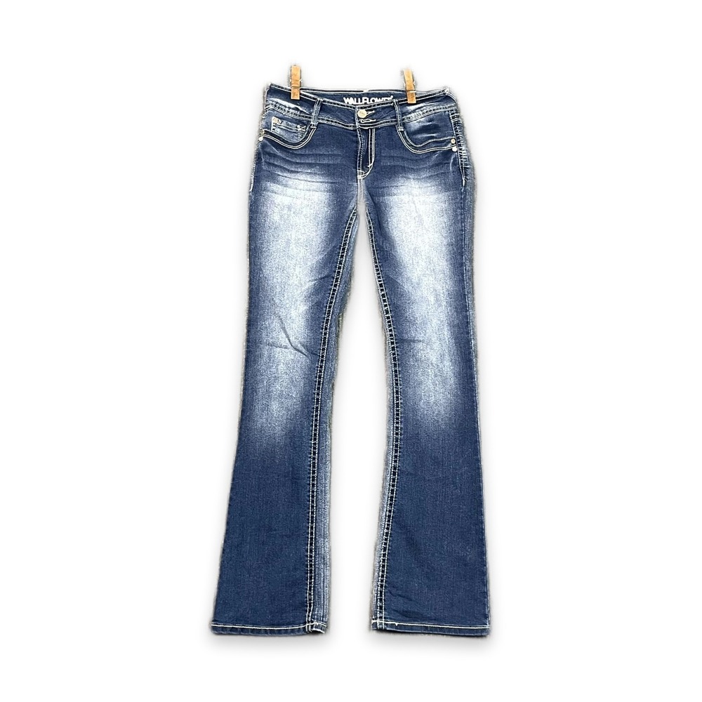WallFlower Bootcut Jeans Womens 7L Blue Denim Y2K Streetwear Minimalist Preppy